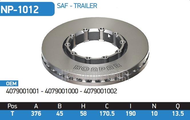 The brake disc SAF 4079001001, 4079001000, 4079001002