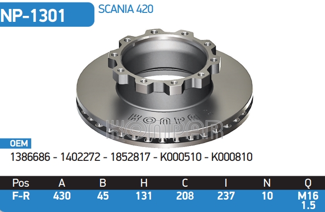The brake disc SСANIA 1386686, 1402272, 1852817, K000810